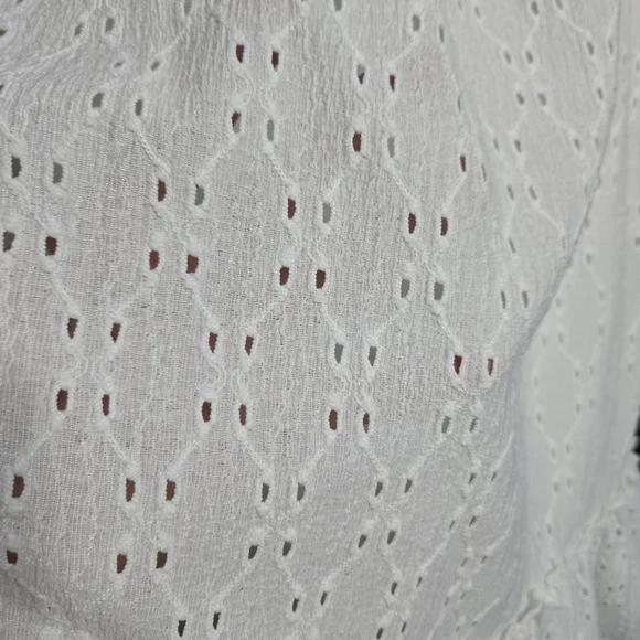 All White Mini Spaghetti Strap Dress Eyelets Ruffles Lined, XL - Picture 11 of 11